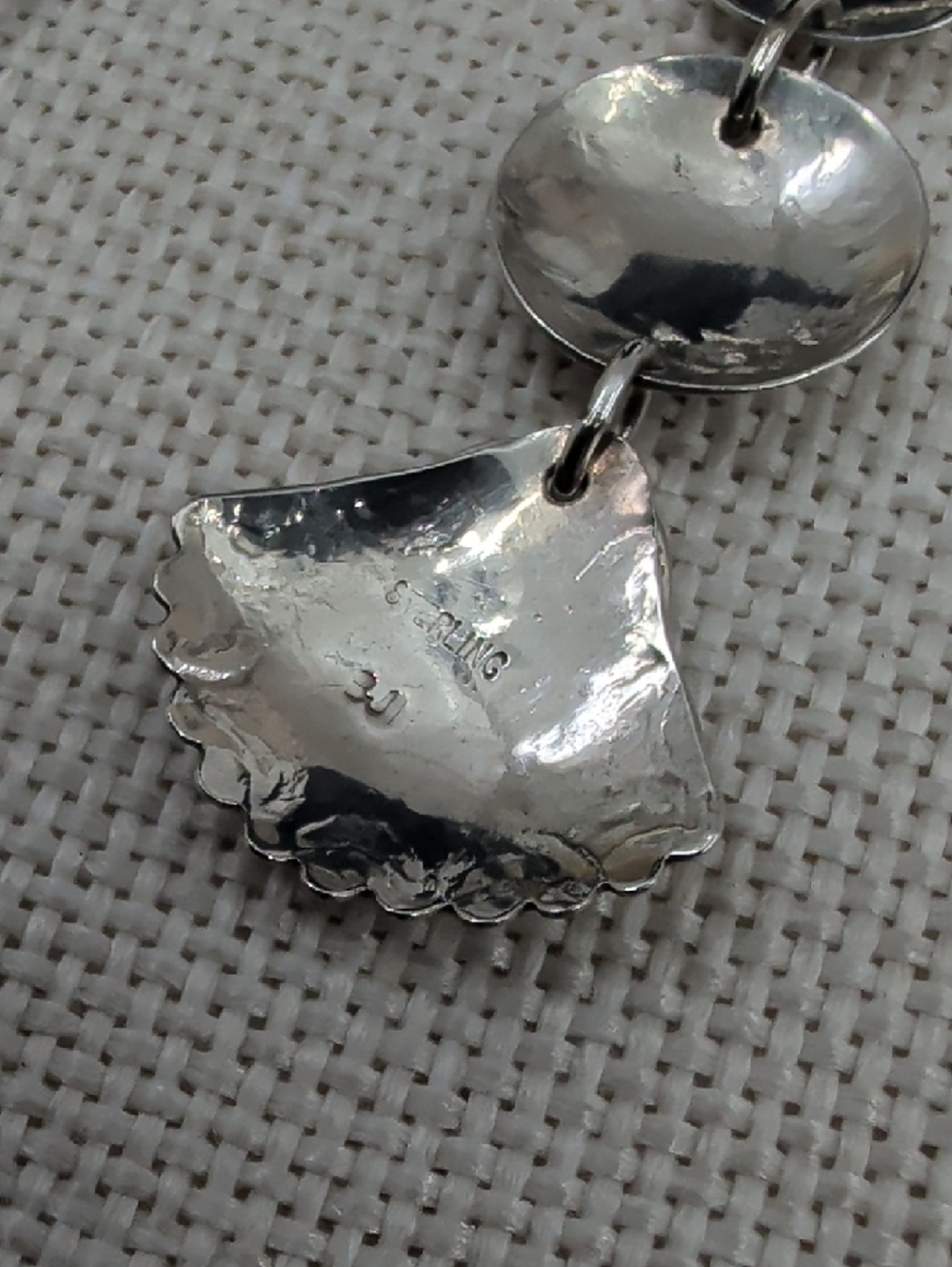 Handmade Sterling Silver Seashell Dangle Earrings Florida Keys Artisan - Picture 9 of 17